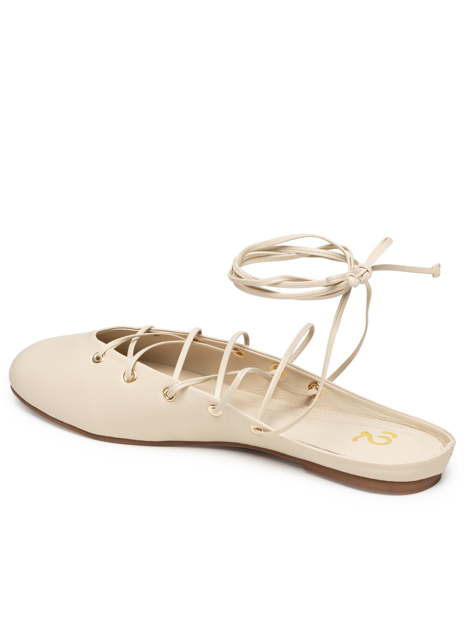 Sapatilha Com Amarração Em Couro Off White '2Essential