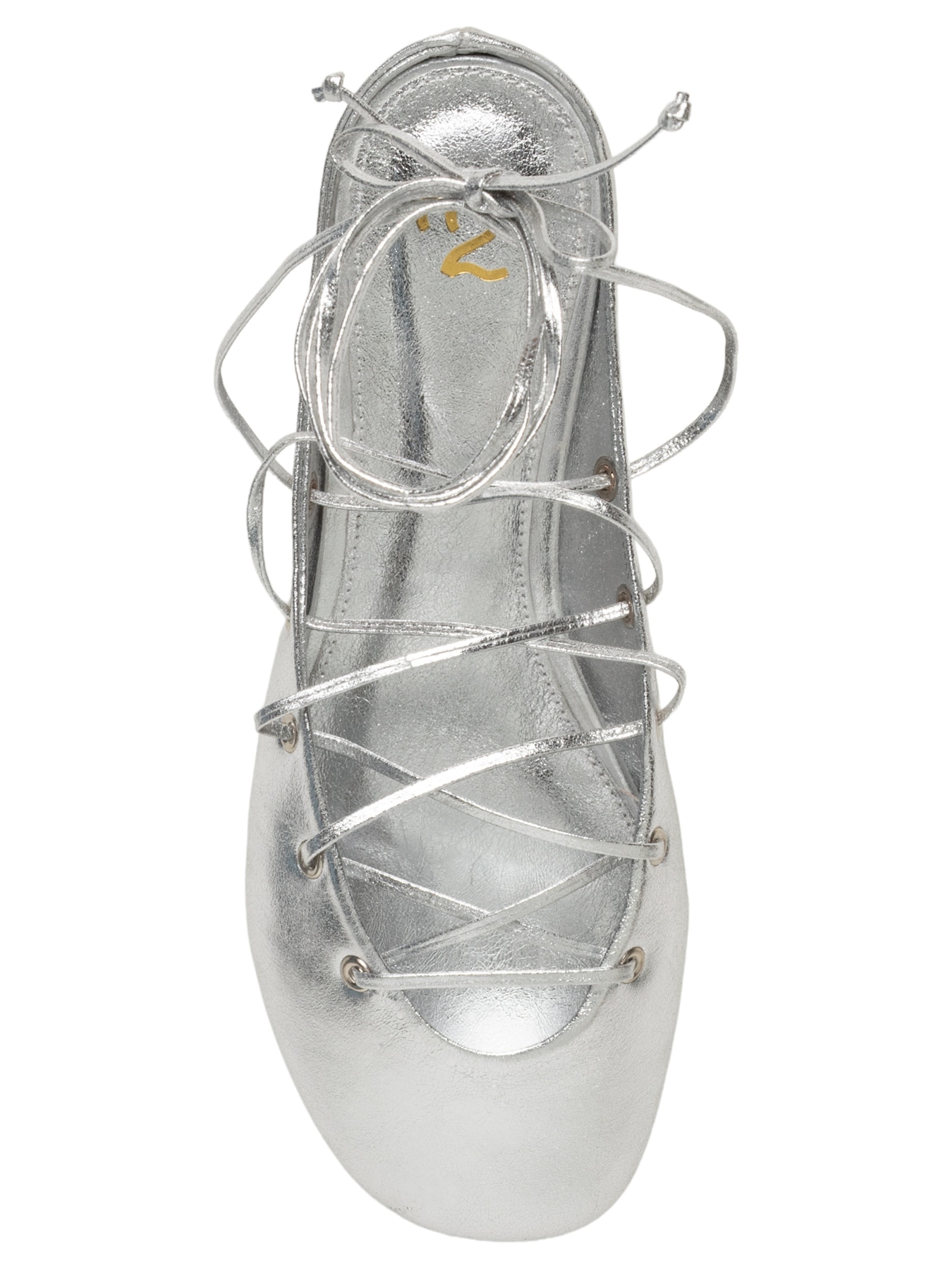 Sapatilha Com Amarração Em Couro Prateado '2Essential