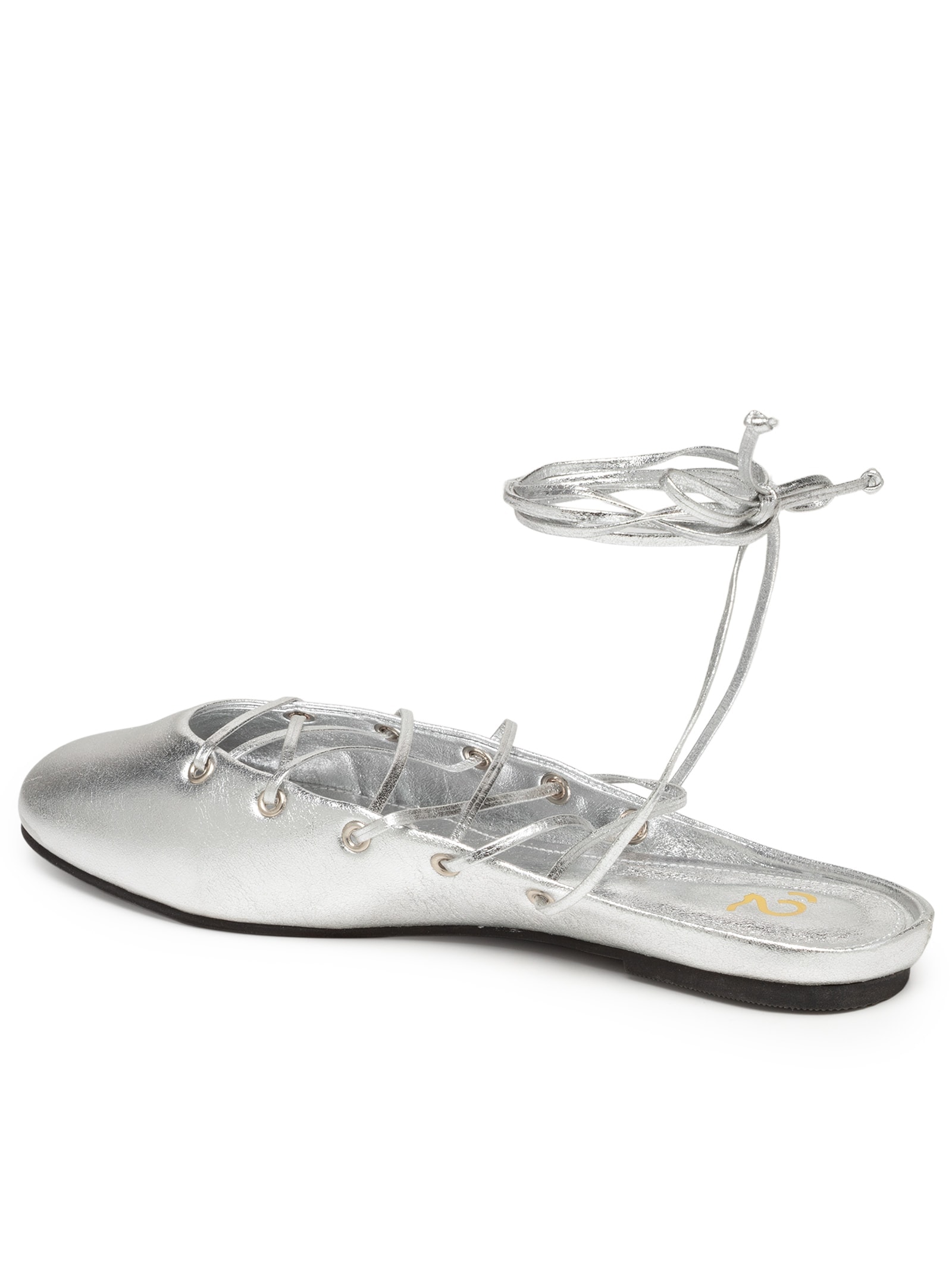 Sapatilha Com Amarração Em Couro Prateado '2Essential