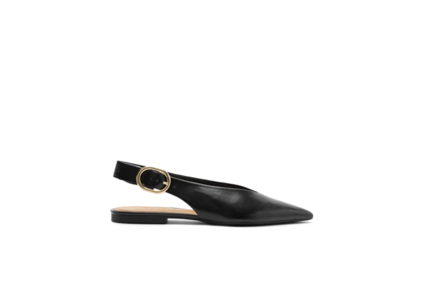 Sapatilha Couro Slingback Bico Fino Becca – Preto