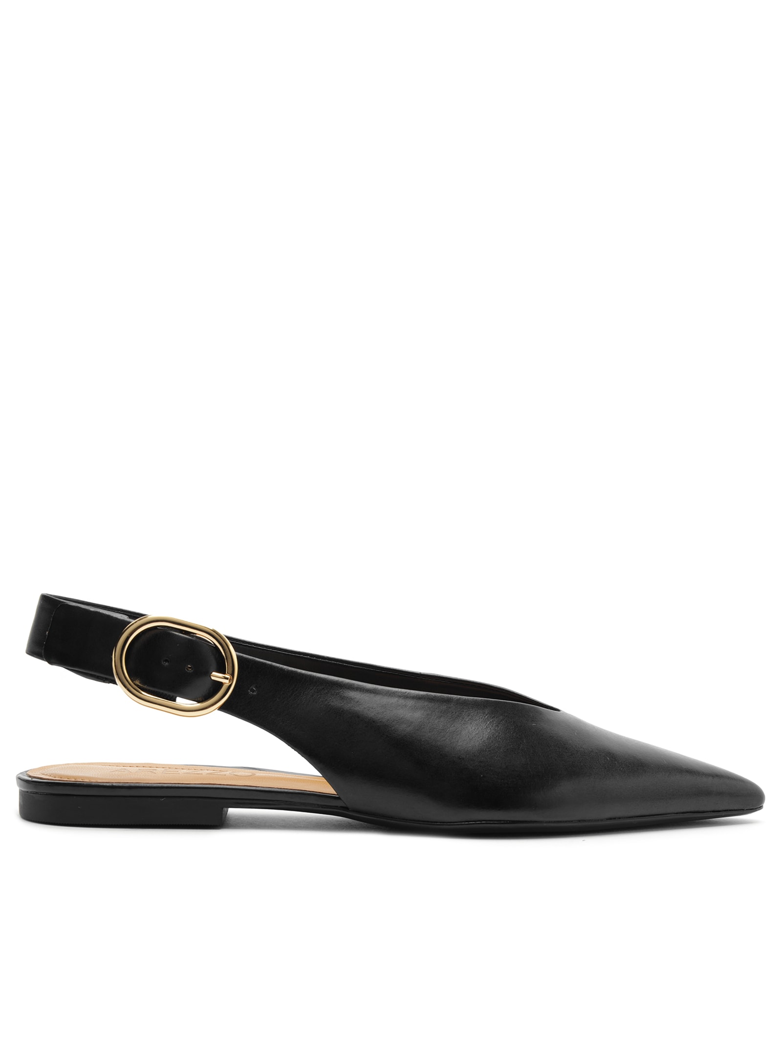 Sapatilha Couro Slingback Bico Fino Becca – Preto Arezzo