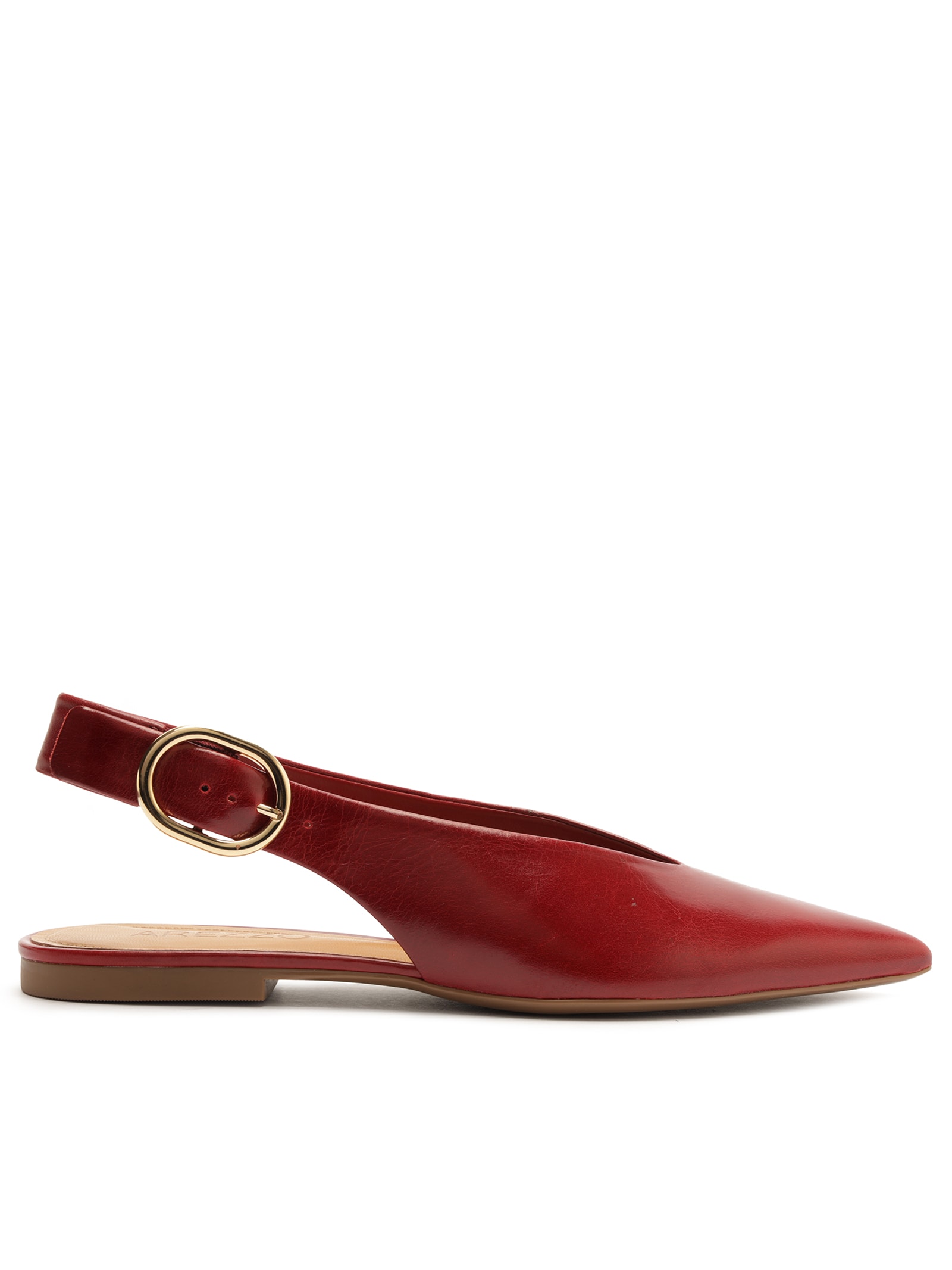 Sapatilha Couro Slingback Bico Fino Becca – Vermelho Arezzo