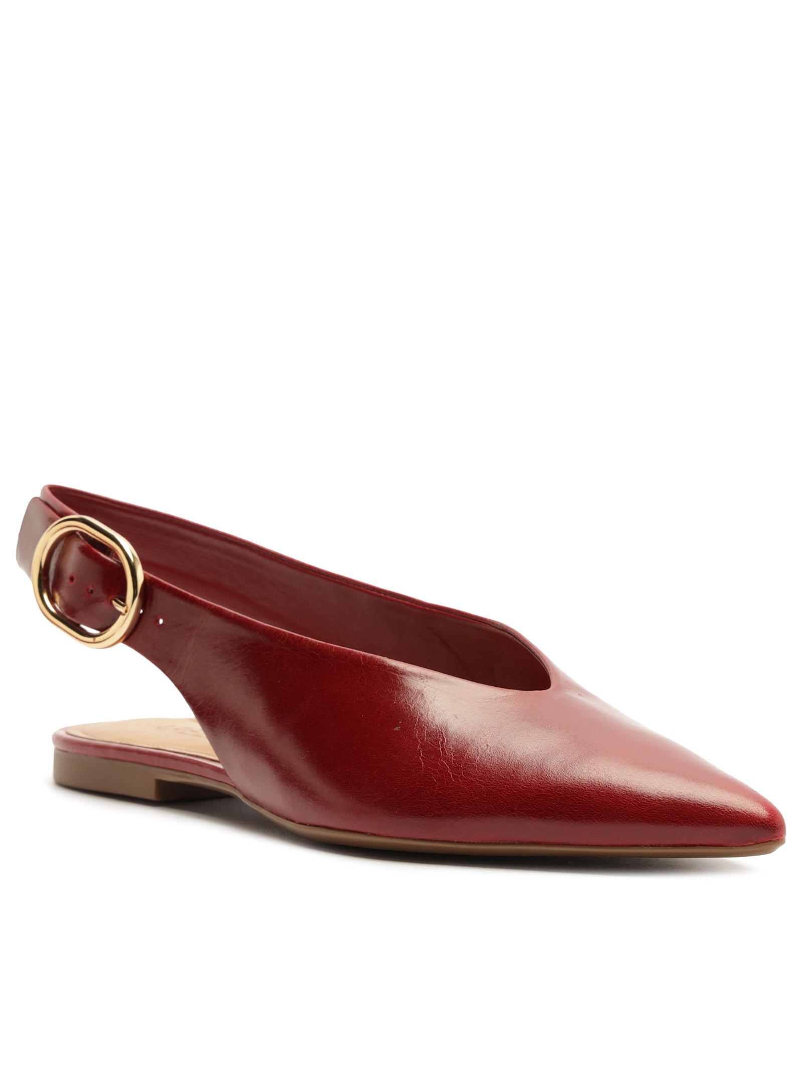 Sapatilha Couro Slingback Bico Fino Becca – Vermelho Arezzo
