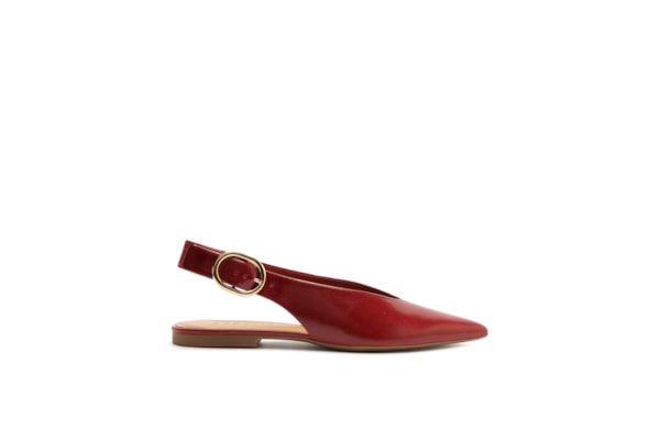 Sapatilha Couro Slingback Bico Fino Becca – Vermelho