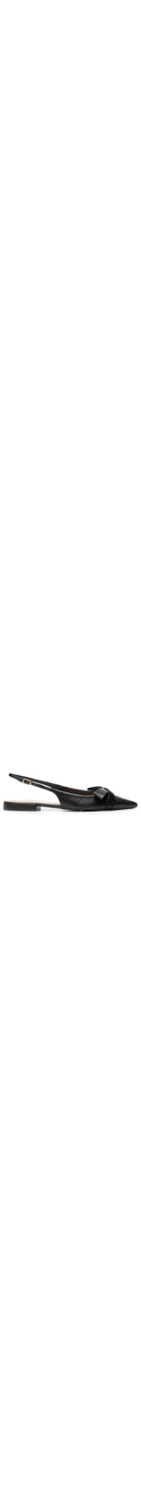 Sapatilha Couro Slingback Laço Lateral - Preto