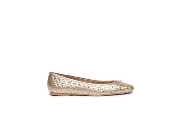 Sapatilha Feminina Bico Quadrado Cabra Metallo – Dourado