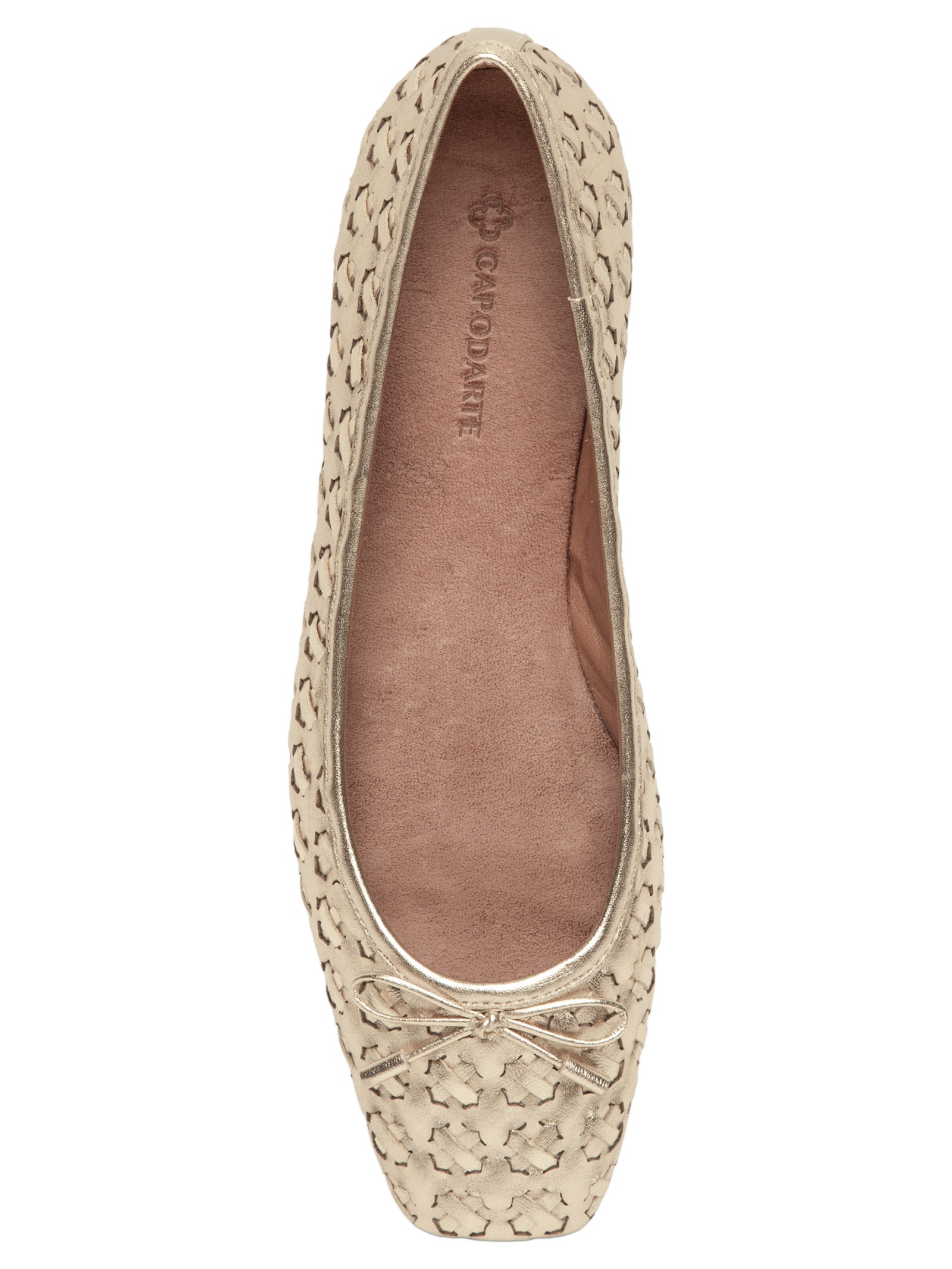Sapatilha Feminina Bico Quadrado Cabra Metallo – Dourado Capodarte