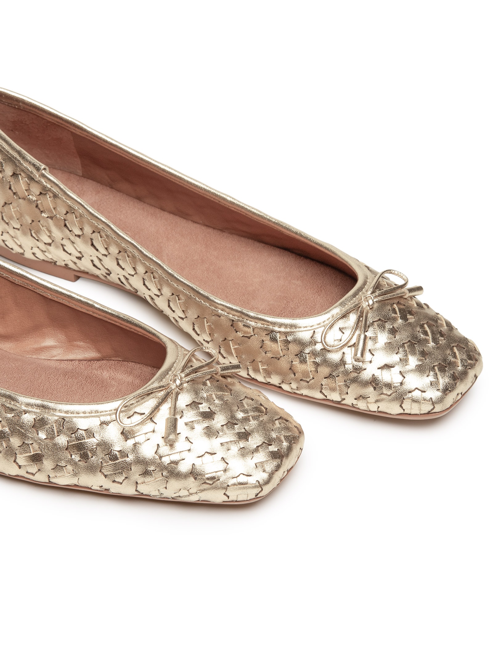Sapatilha Feminina Bico Quadrado Cabra Metallo – Dourado Capodarte