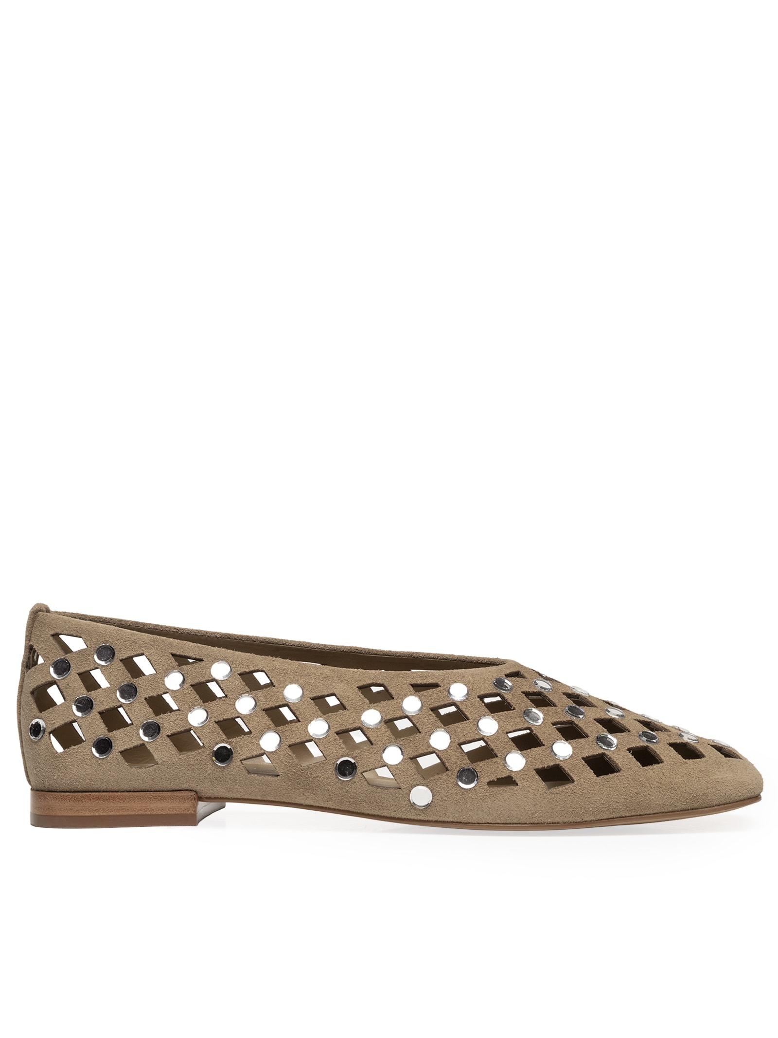 Sapatilha Feminina Bico Quadrado Suede Almond Bege Carrano