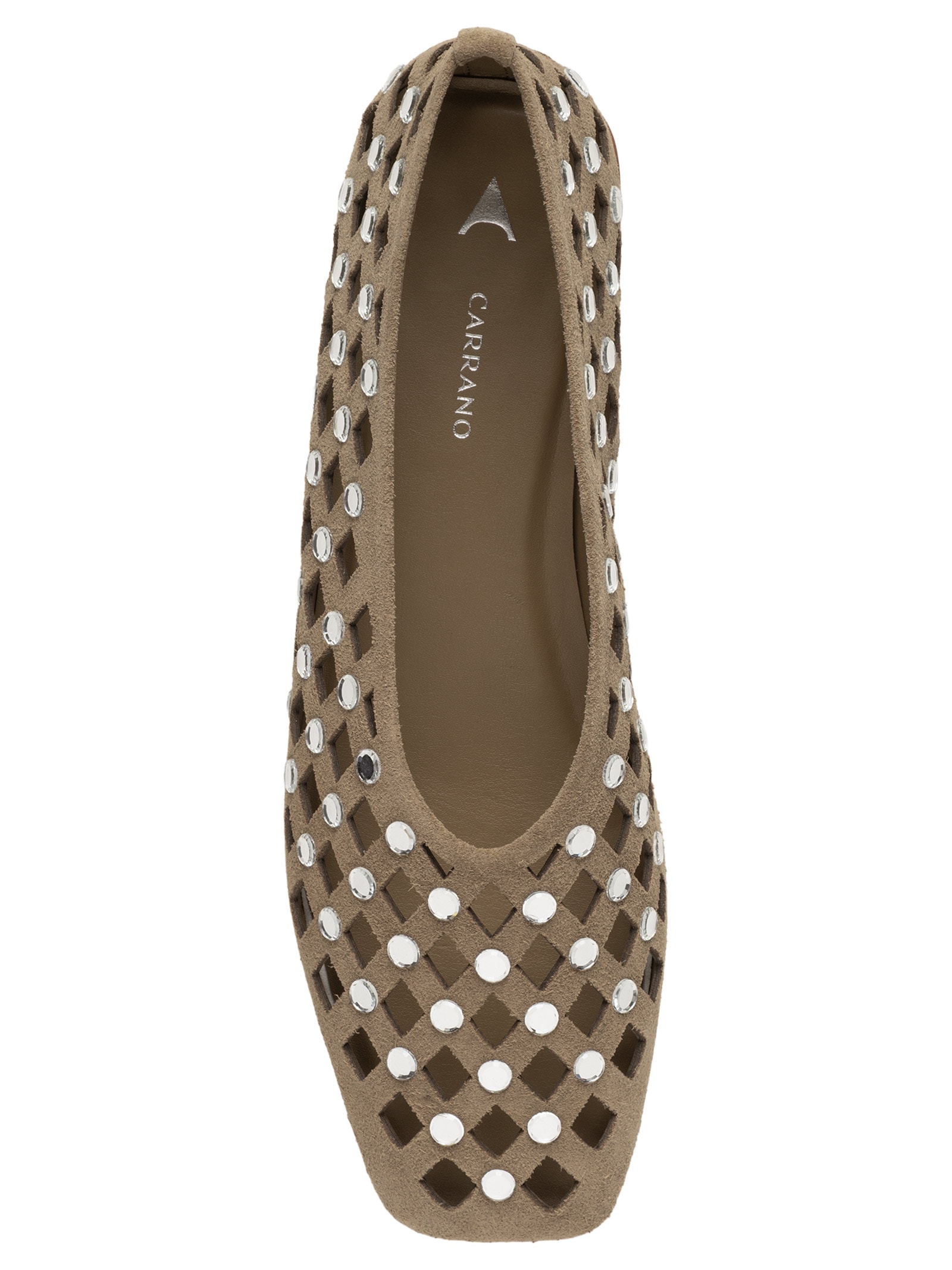 Sapatilha Feminina Bico Quadrado Suede Almond Bege Carrano