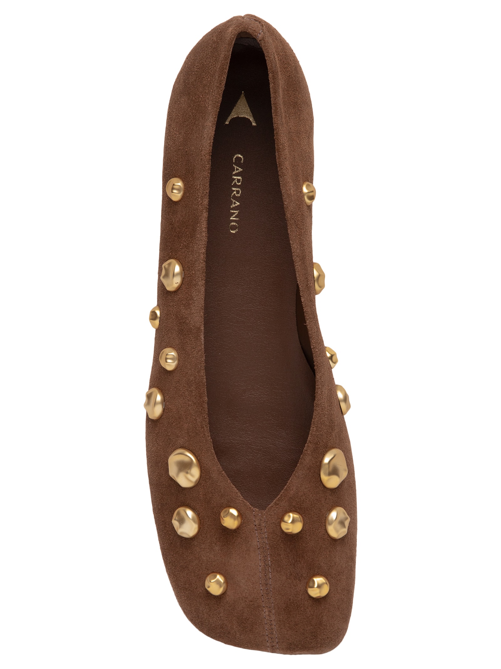 Sapatilha Feminina Bico Quadrado Suede Walnut – Marrom Carrano
