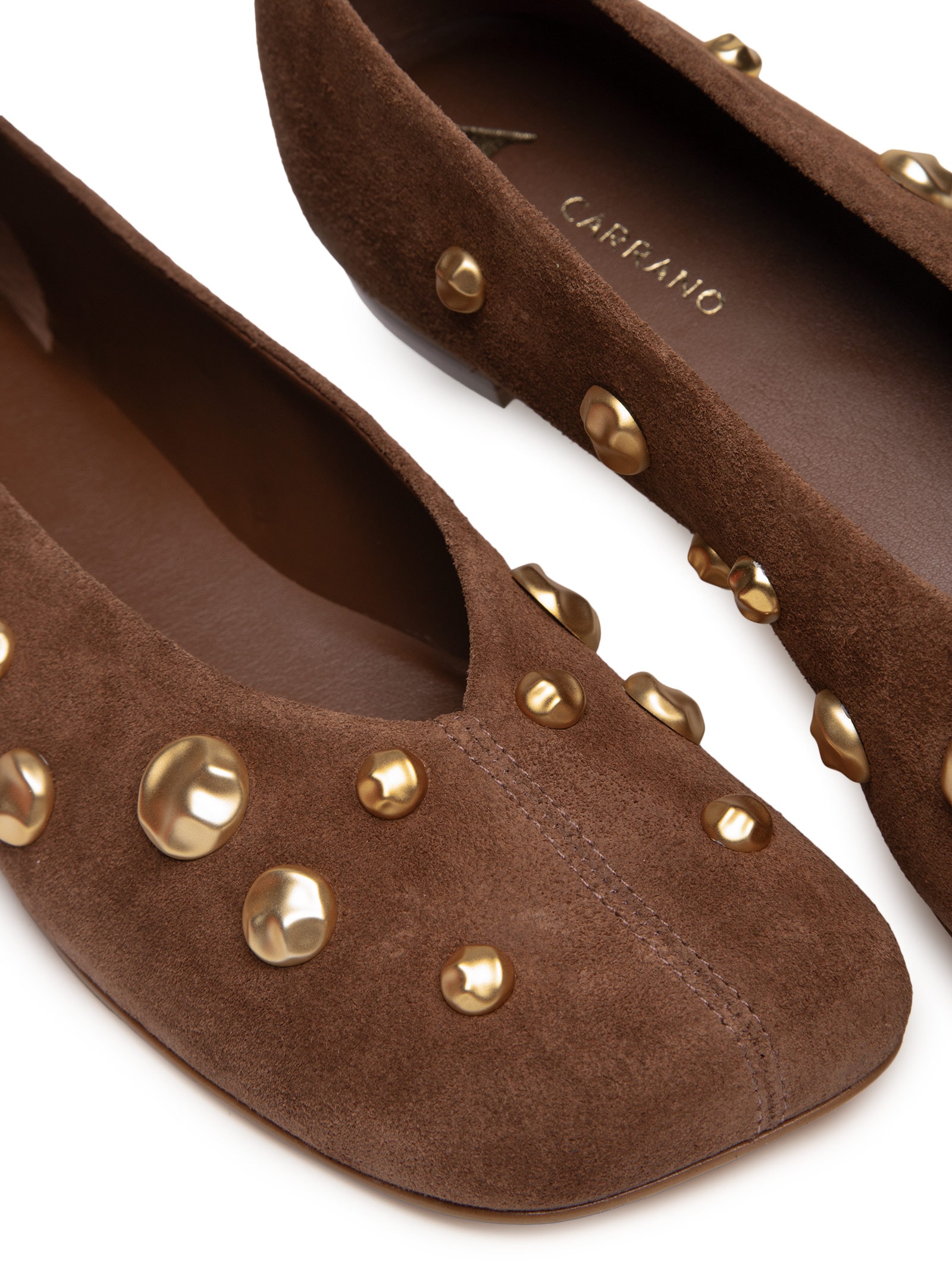 Sapatilha Feminina Bico Quadrado Suede Walnut – Marrom Carrano
