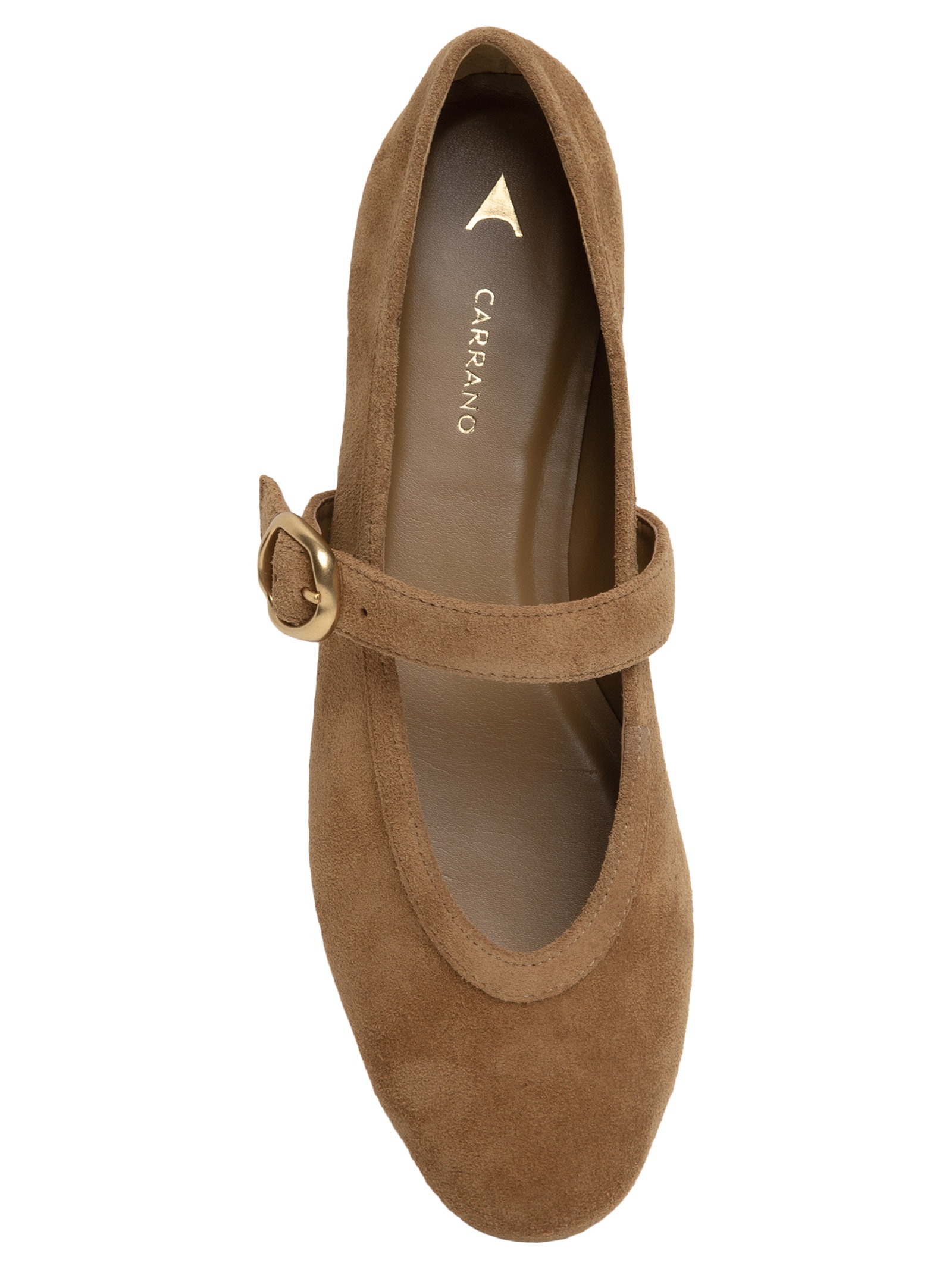 Sapatilha Feminina Bico Redondo Suede Saddle Marrom Carrano