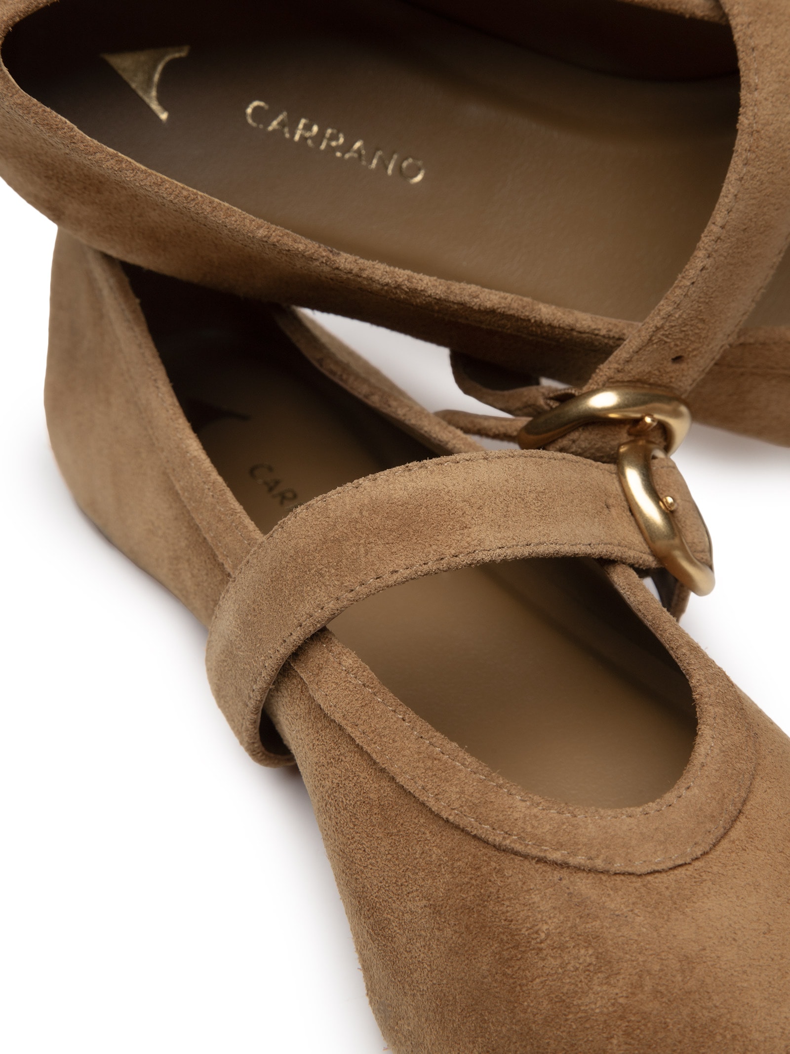 Sapatilha Feminina Bico Redondo Suede Saddle Marrom Carrano