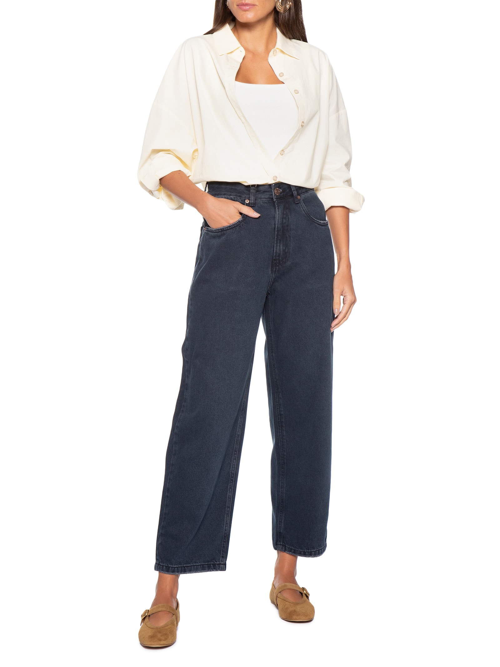 Sapatilha Feminina Bico Redondo Suede Saddle Marrom Carrano