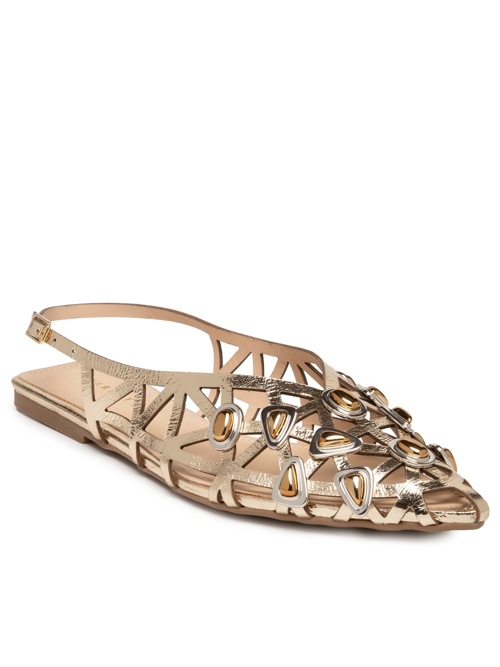 Sapatilha Feminina Com Enfeites Metálicos Dourado Market 33