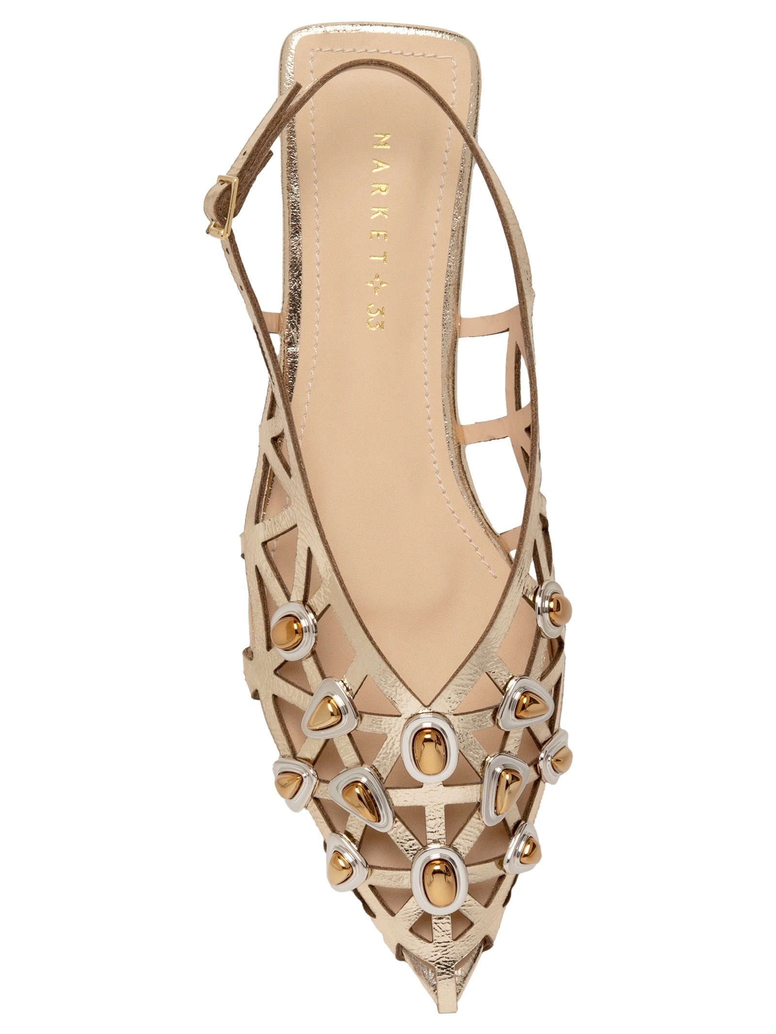 Sapatilha Feminina Com Enfeites Metálicos Dourado Market 33