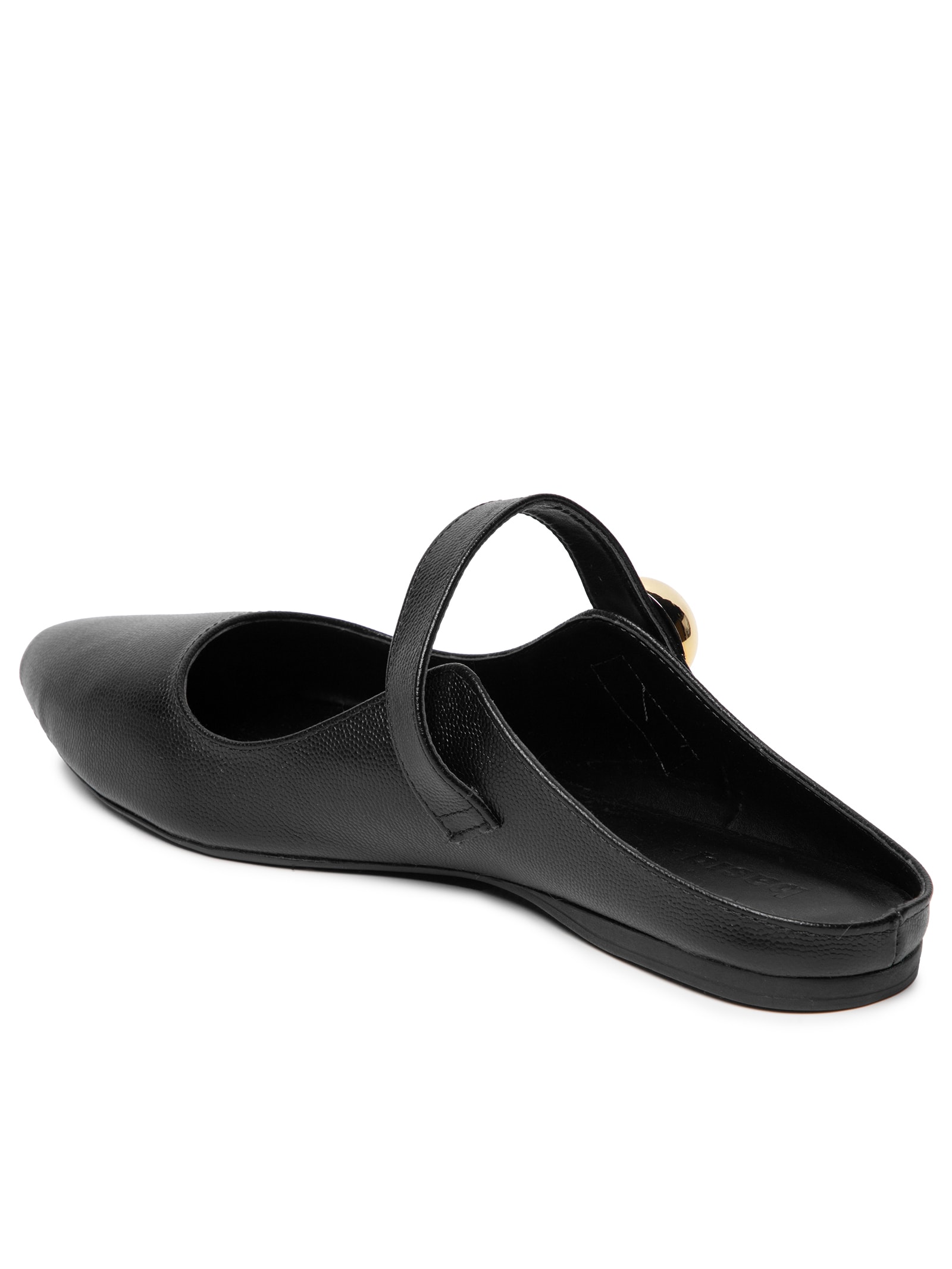 Sapatilha Feminina com Tira e Adorno Metálico Preto Basiq