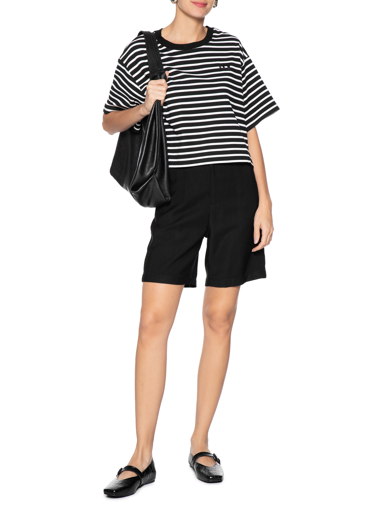 Sapatilha Feminina Em Couro Croco Com Fivela Preto Basiq