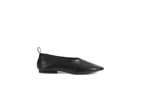 Sapatilha Feminina Hadley Bico Redondo Couro - Preto
