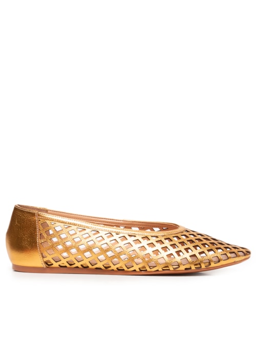 Sapatilha Feminina Metal Leather – Dourado