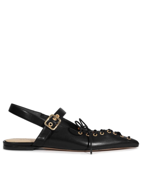 Sapatilha Feminina Sabrine Couro – Preto