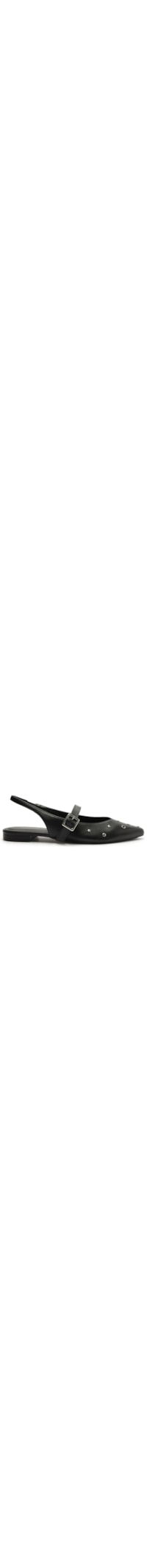 Sapatilha Feminina Slingback Bico Fino Fivela Tachas - Preto
