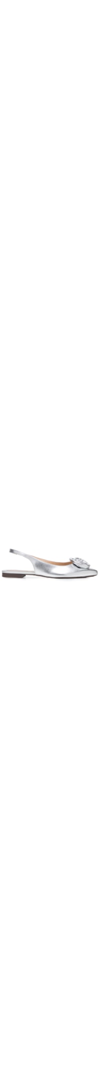 Sapatilha Feminina Slingback Bico Fino Flor - Prata