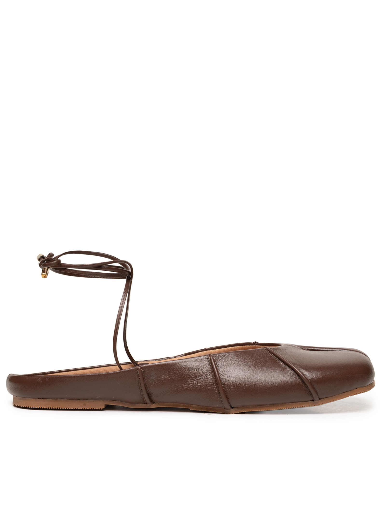 Sapatilha Feminina Tabi Em Couro Marrom Market 33