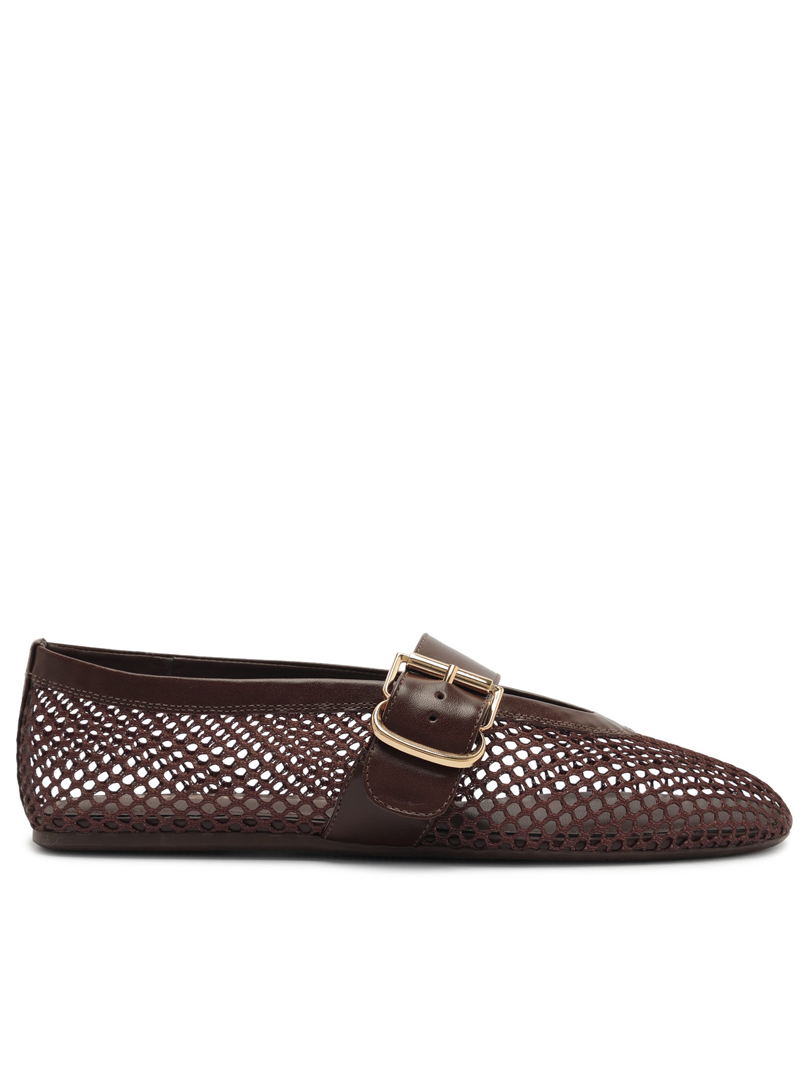 Sapatilha Feminina Tela Fivela Dourada Marrom Arezzo
