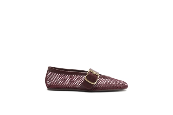 Sapatilha Feminina Tela Fivela Dourada - Vermelho