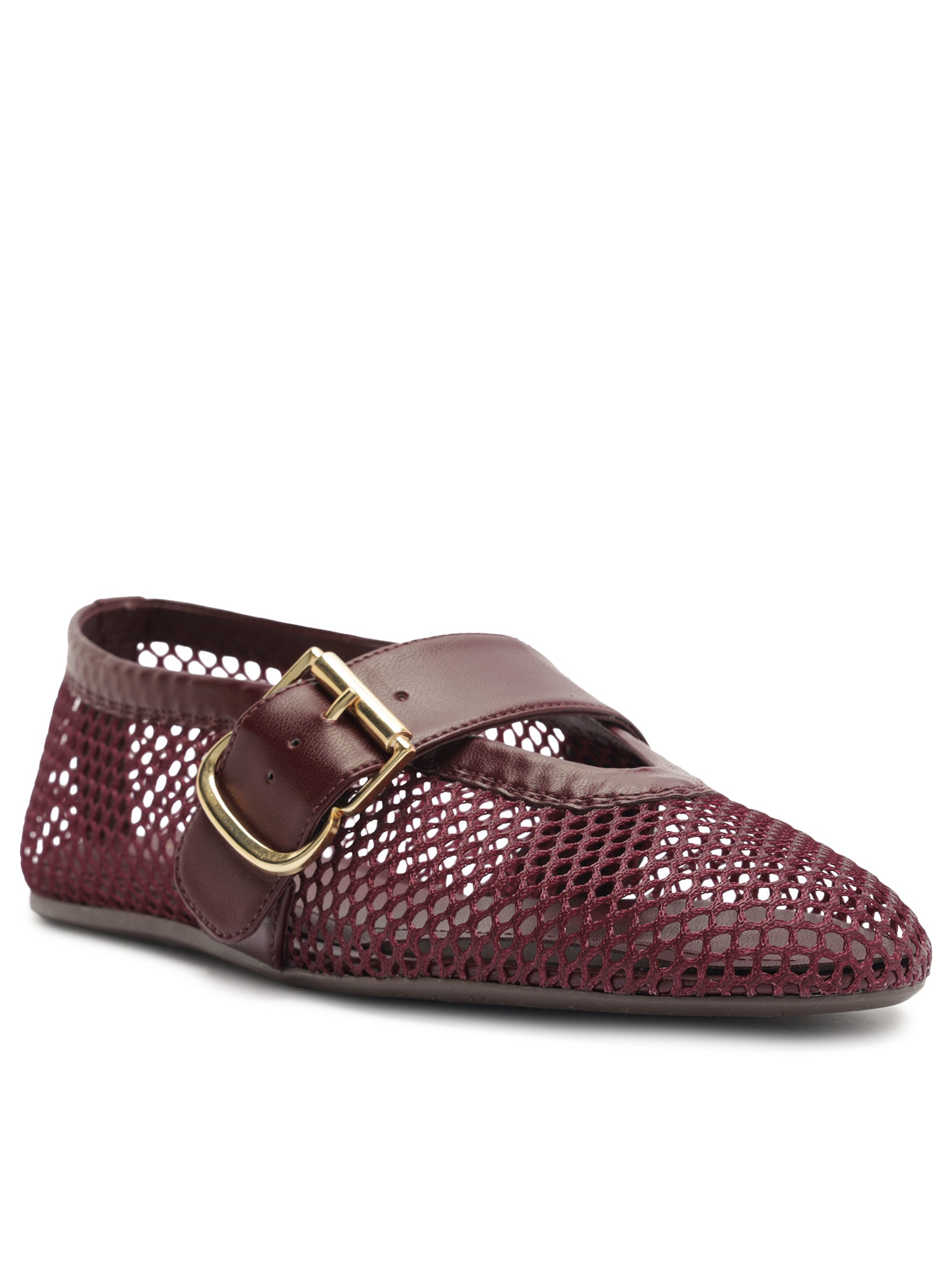 Sapatilha Feminina Tela Fivela Dourada Vermelho Arezzo