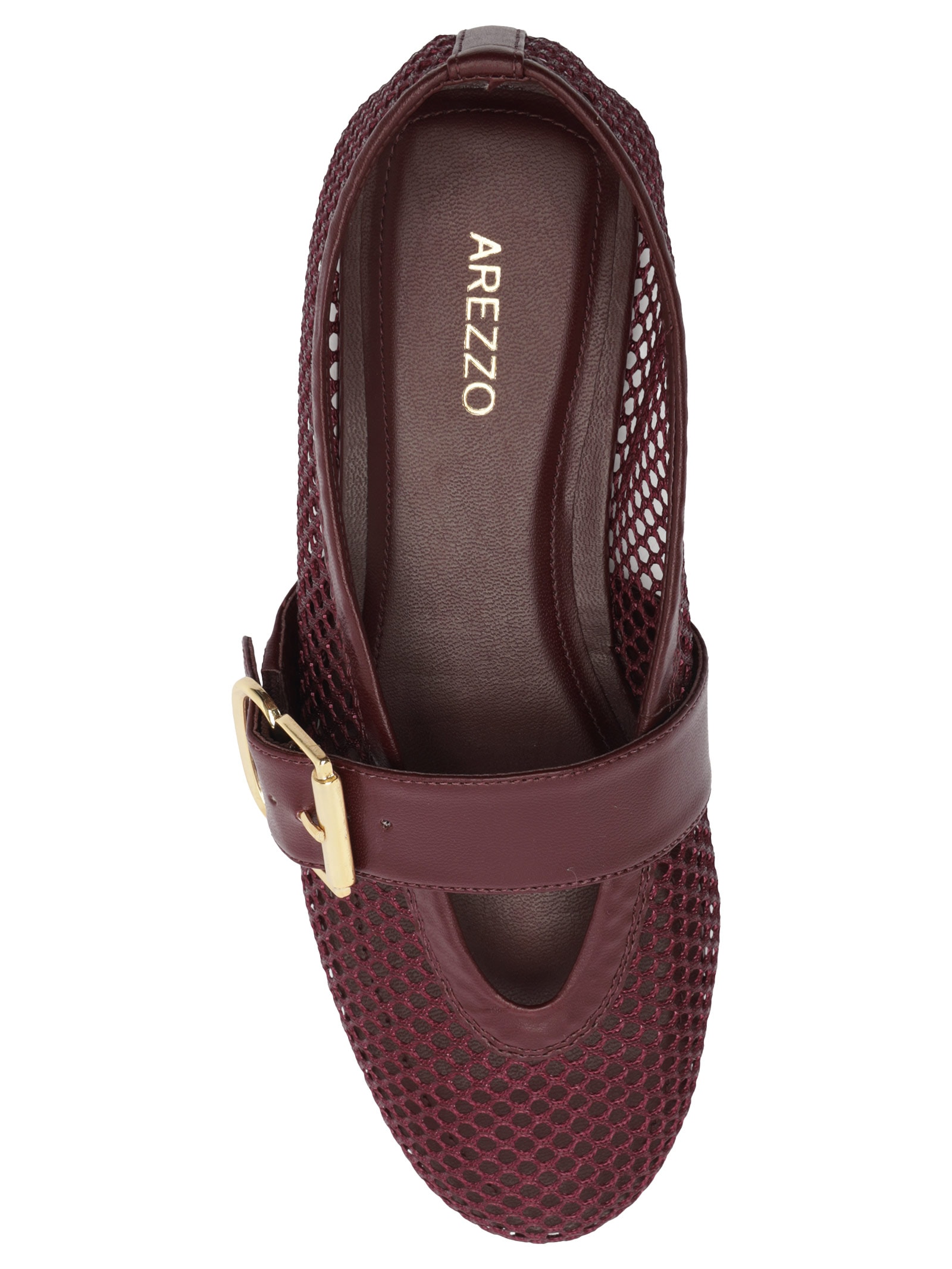 Sapatilha Feminina Tela Fivela Dourada Vermelho Arezzo