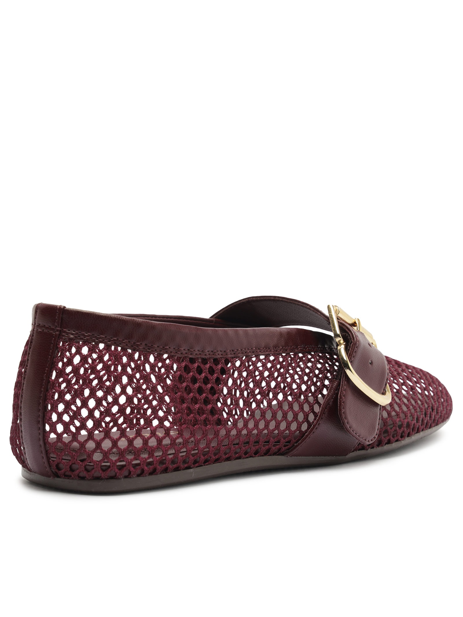 Sapatilha Feminina Tela Fivela Dourada Vermelho Arezzo