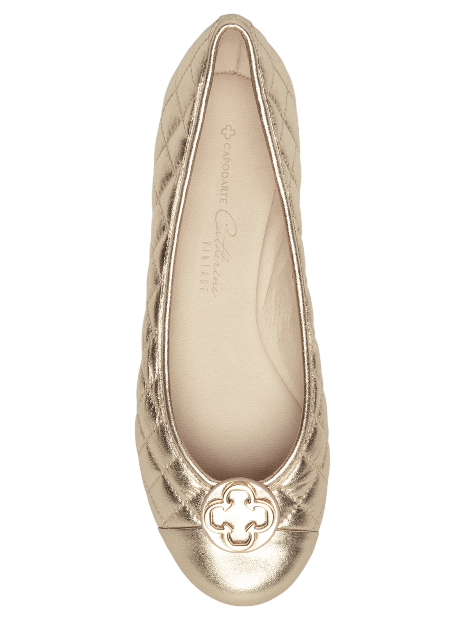 Sapatilha Feminino Bico Redondo Mestiço Nobile – Dourado Capodarte