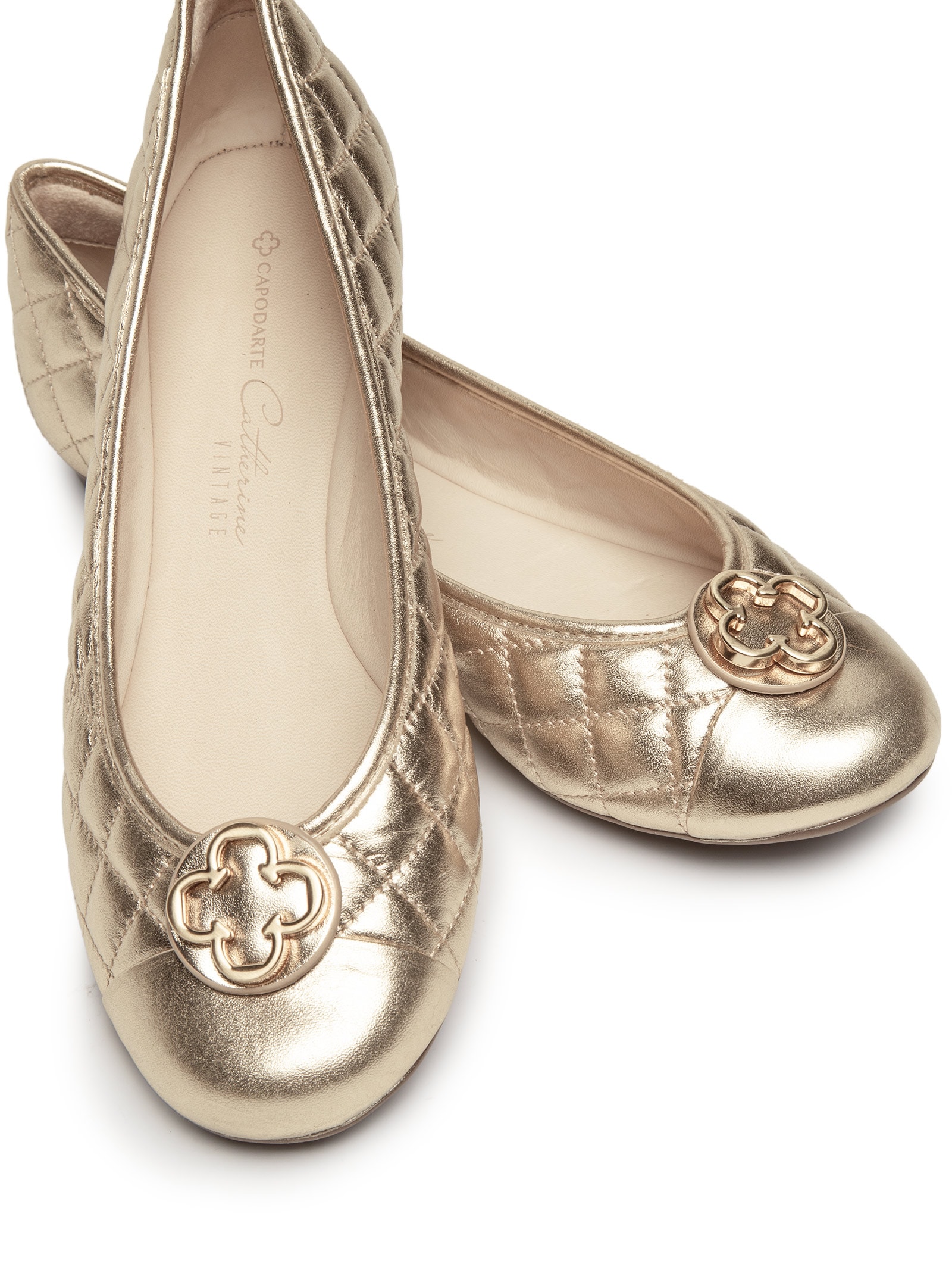 Sapatilha Feminino Bico Redondo Mestiço Nobile – Dourado Capodarte