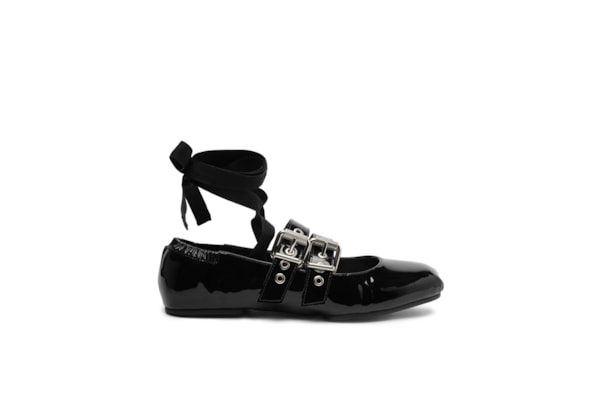 Sapatilha Raika Verniz Amarração - Preto