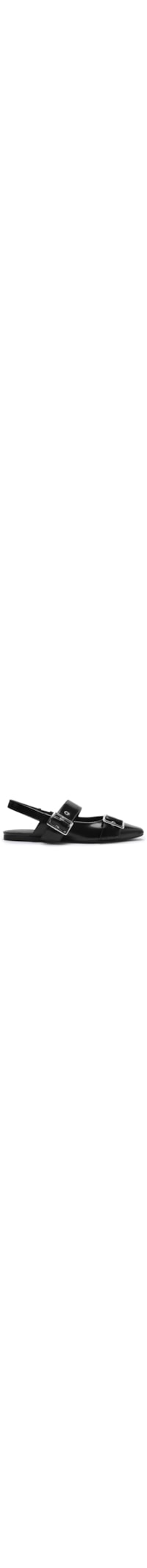 Sapatilha Slingback Box Tiras Fivela - Preto