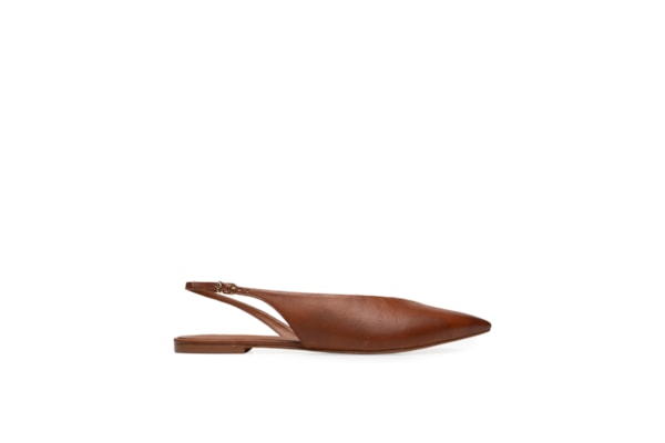 Sapatilha Slingback Couro - Marrom