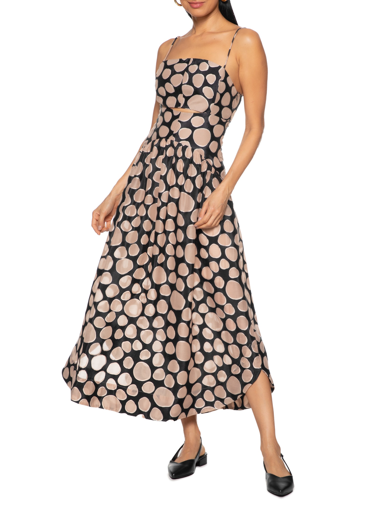 Sapatilha Slingback Salto Bloco Corte Triangular Preto Anacapri