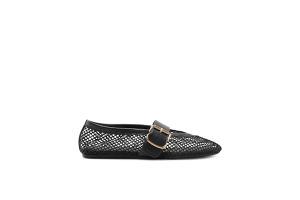 Sapatilha Tela Fivela - Preto