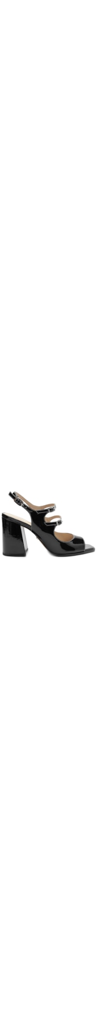 Sapato Feminino Boneca Verniz Salto Bloco Aberto - Preto