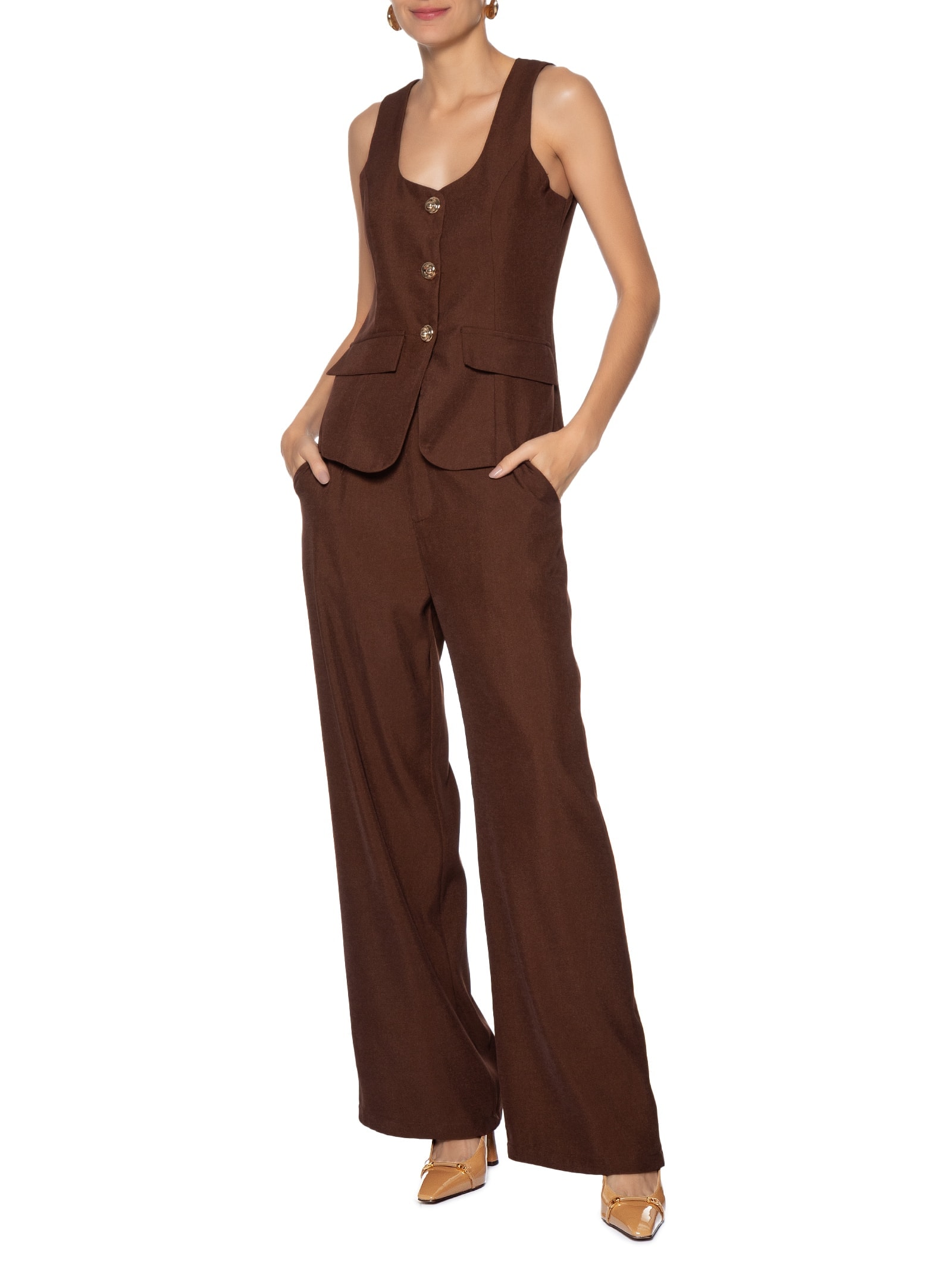 Sapato Feminino Ecolux Tomilho Marrom Luiza Barcelos