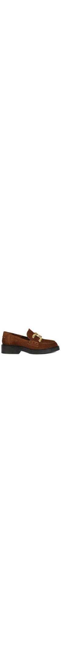 Sapato Feminino Loafer Dylan Chain Camurça - Marrom