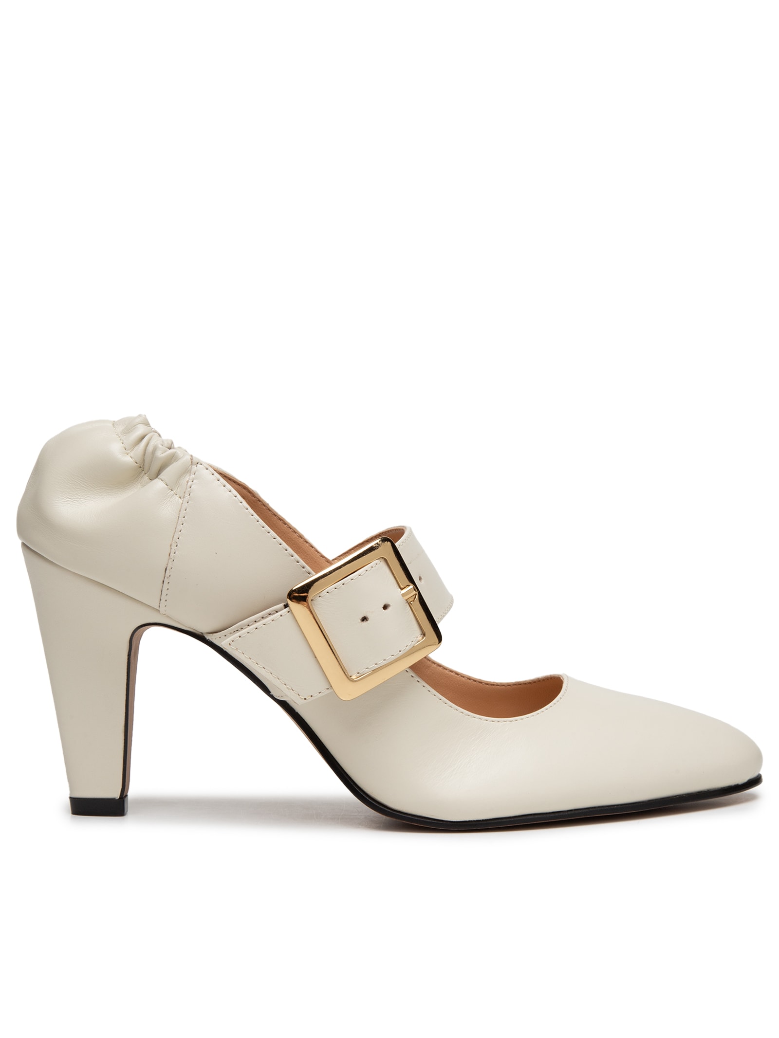 Sapato Feminino Mary Jane Em Couro Com Maxi Fivela Branco Luiza Barcelos