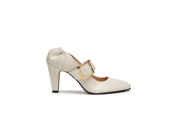 Sapato Feminino Mary Jane Em Couro Com Maxi Fivela - Branco
