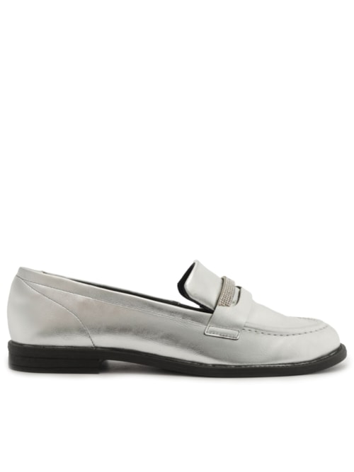 Sapato Feminino Mocassim Pala Glam – Prata