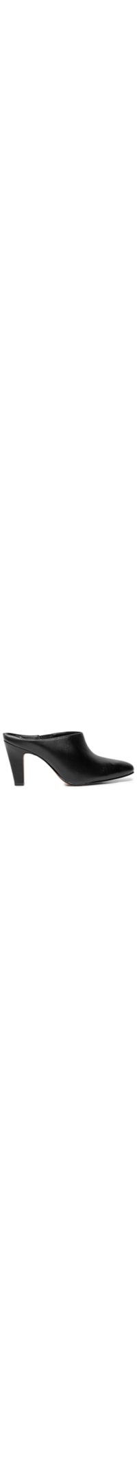 Sapato Feminino Salto Bico Amendoado Mule Couro - Preto