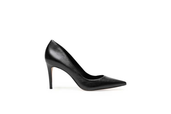Sapato Feminino Scarpin Beatriz Salto Fino Couro - Preto 