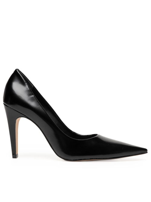 Sapato Feminino Scarpin Gio Salto Alto Couro Box - Preto